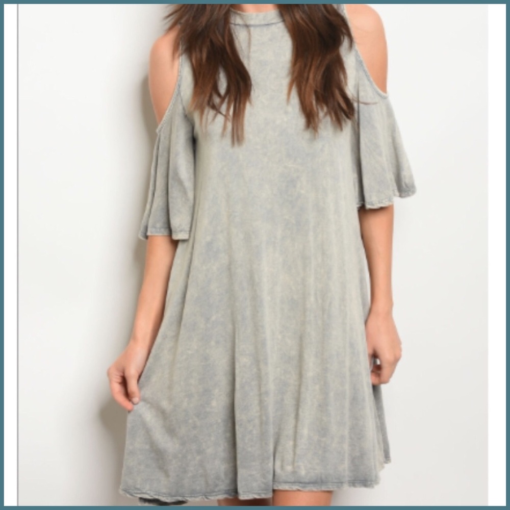 Color Wash Cold Shoulder Knit Dress